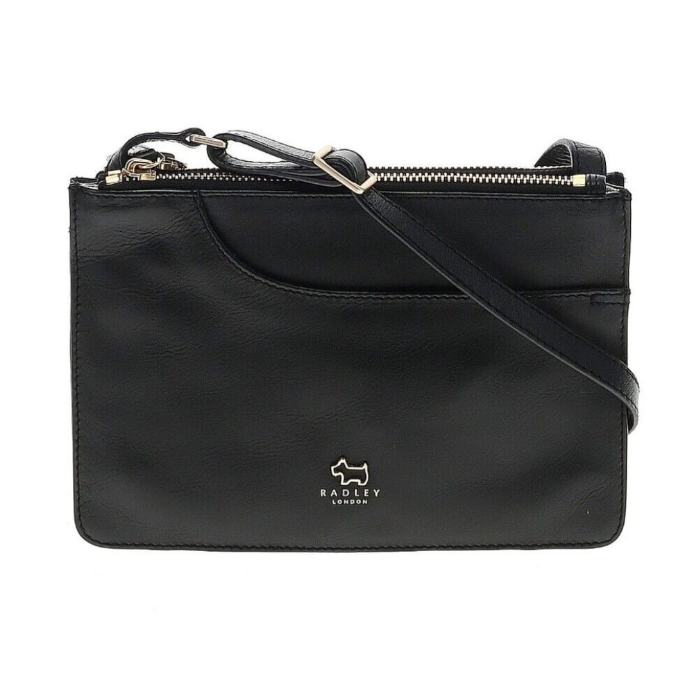 RADLEY LONDON Womens Handbag Pockets/Compartments 2 Zips Leather Black Crossbody